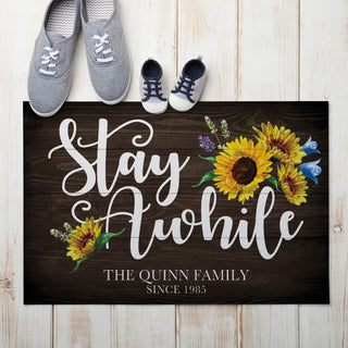 Stay Awhile Personalized Doormat