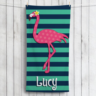 Pink Flamingo Plush Beach Towel