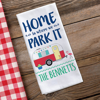 Where We Park It Personalized Tea Towel