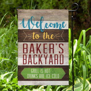 Hot Grill, Cold Drinks Personalized Garden Flag