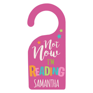 Not Now I'm Reading Pink Personalized Door Hanger