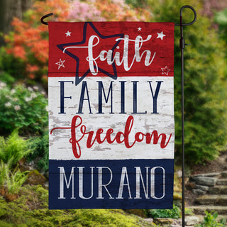 Faith Family Freedom Personalized Garden Flag