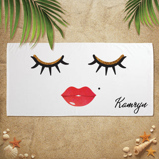 Lashes and Lips Plush Velour Beach Towel
