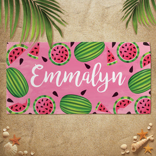 Sweet Watermelon Plush Velour Beach Towel