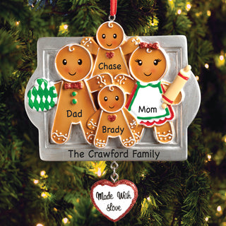 Made with Love Personalized Gingerbread Family Ornament