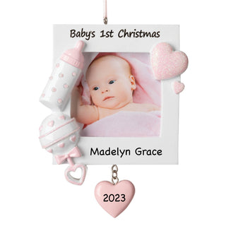 Baby Girl's 1st Christmas Picture Frame Ornament
