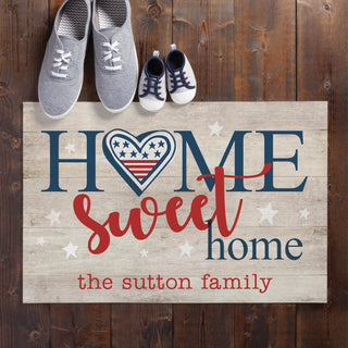 Patriotic Home Sweet Home Doormat - 18x27 Inch, 1/8" Thin