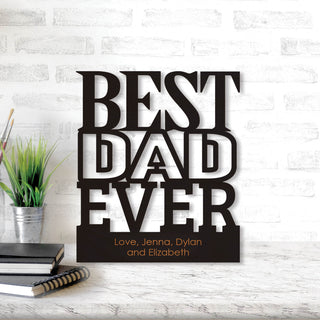 Best Dad Ever Personalized Black Wood Plaque