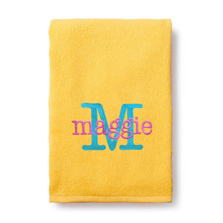 Colorful Initial Terry Loop Small Beach Towel