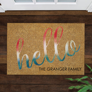 Patriotic Hello Personalized Doormat - 18x27 Inch, 1/8" Thin