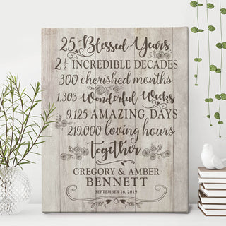 25 Blessed Years Personalized 16x20 Canvas