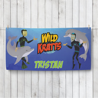 Wild Kratts Dolphin Dive Plush Beach Towel