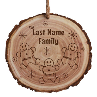 Gingerbread Family Personalized Bark Ornament