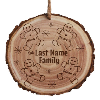 Gingerbread Family Personalized Bark Ornament