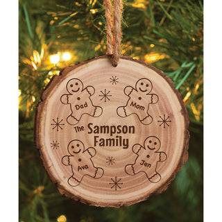 Gingerbread Family Personalized Bark Ornament
