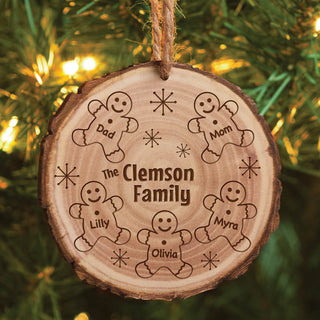 Gingerbread Family Personalized Bark Ornament