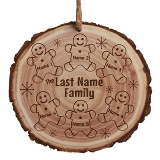 Gingerbread Family Personalized Bark Ornament