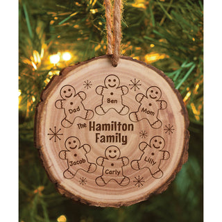 Gingerbread Family Personalized Bark Ornament