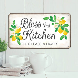 Bless This Kitchen Personalized Metal Sign