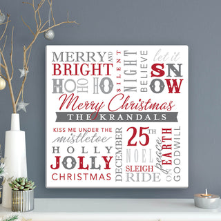 Christmas Words Personalized 12x12 Canvas