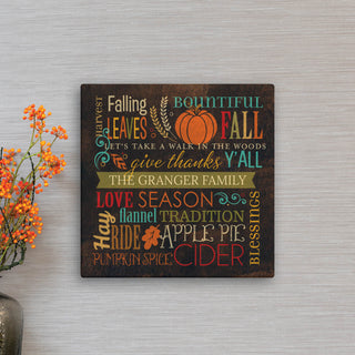 Fall Words Personalized 12x12 Canvas