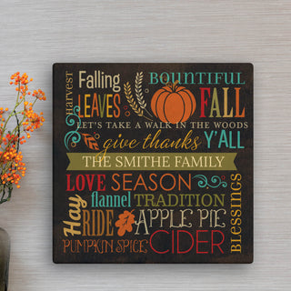Fall Words Personalized 16x16 Canvas