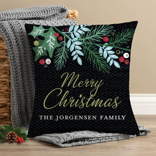 Floral Christmas Throw Pillow