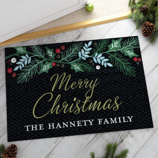 Floral Christmas Doormat - 18x27 Inch, 1/8" Thin
