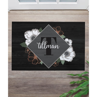 Name and Initial Floral Doormat