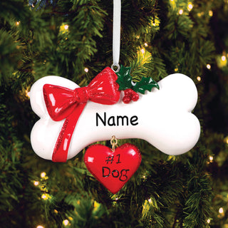 #1 Dog - Bone with Bow Ornament