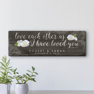 Love Each Other Floral 6x18 Personalized Canvas