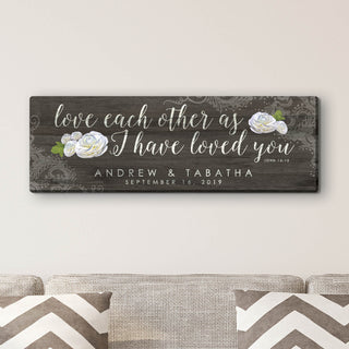 Love Each Other Floral 9x27 Personalized Canvas