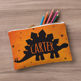 Orange Stegosaurus Personalized Zipper Pouch