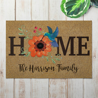 Hummingbird Home Personalized Doormat - 18x27 Inch, 1/8" Thin