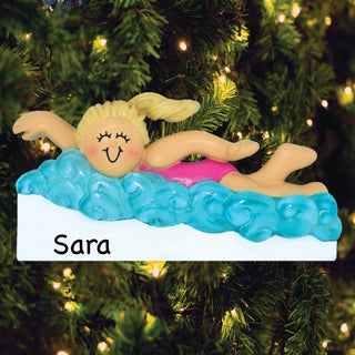 Blonde Female Swimming Ornament