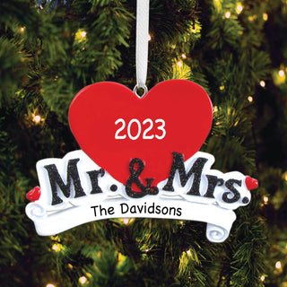 Mr. and Mrs. Personalized Heart Ornament