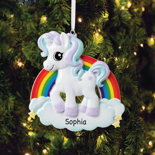 Baby Unicorn Personalized Rainbow Ornament
