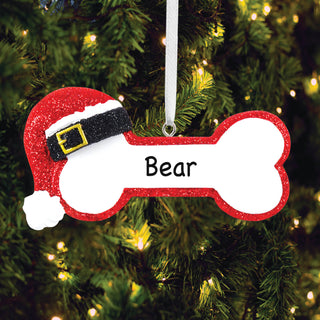 Santa Dog Bone Personalized Ornament