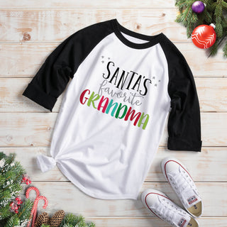 Santa's favorite Grandma Black Sleeve Sports Jersey