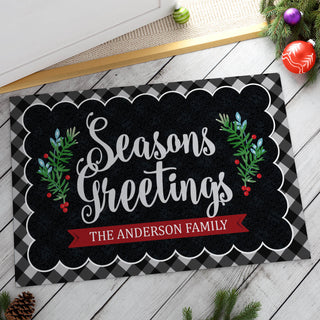 Seasons Greetings Personalized Doormat - 18x27 Inch, 1/8" Thin