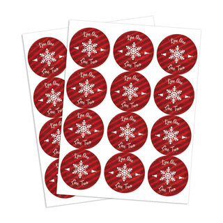 Snowflake Personalized Round Sticker and Treat Bag Set