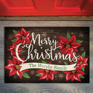 Personalized Poinsettia Doormat - 18x27 Inch, 1/8" Thin