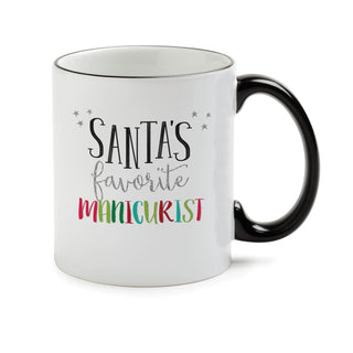 Santa's Favorite Manicurist Personalized Black Handle Coffee Mug - 11 oz.