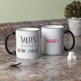 Santa's Favorite Hair Stylist Personalized Black Handle Coffee Mug - 11 oz.
