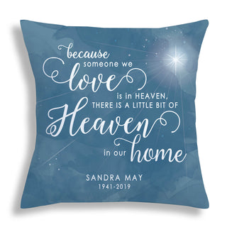 Heaven In Our Home Personalized Blue Throw Pillow