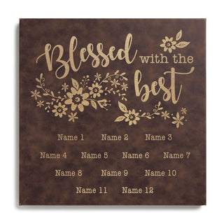 Blessed With The Best 14x14 Personalized Leather Canvas
