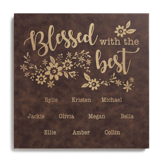 Blessed With The Best 14x14 Personalized Leather Canvas