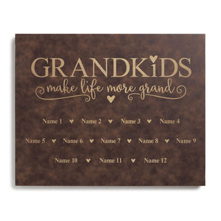 Grandkids Make Life More Grand 16x20 Personalized Leather Canvas