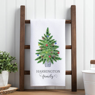 Christmas Tree Personalized Waffle Tea Towel