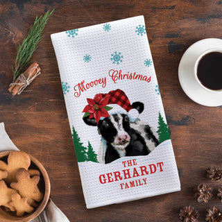 Mooey Christmas Personalized Waffle Tea Towel